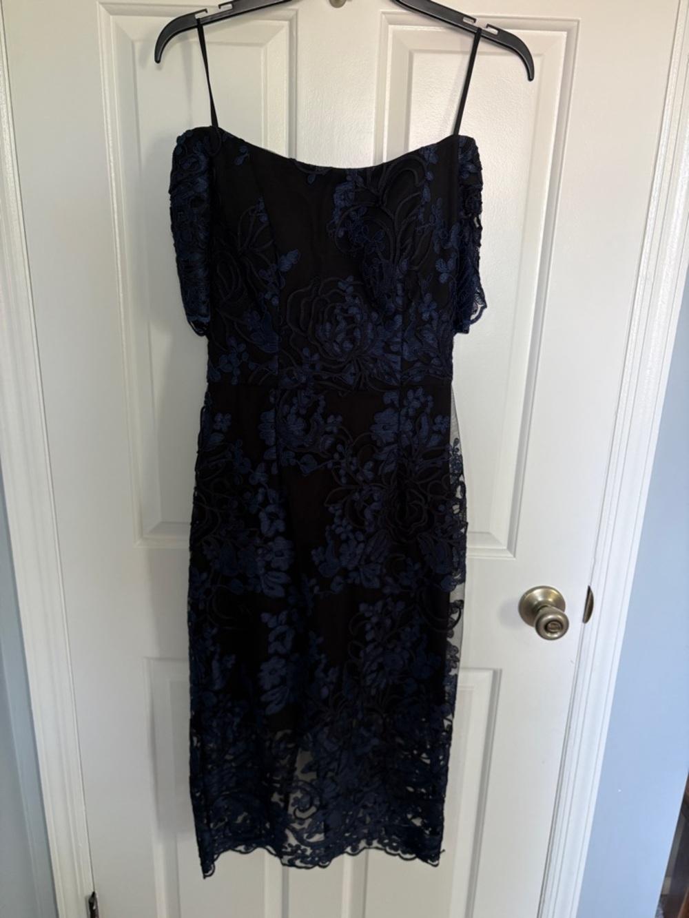 Off-Shoulder Navy Lace Midi Dress Aqua Dresses Size 2 Wedding Guest Formal
